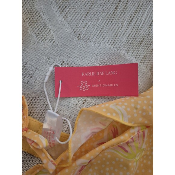 MENTIONABLES x Karlie Rae Lang Teddy Bodysuit Size Medium Yellow Floral Ruffle - Picture 2 of 7